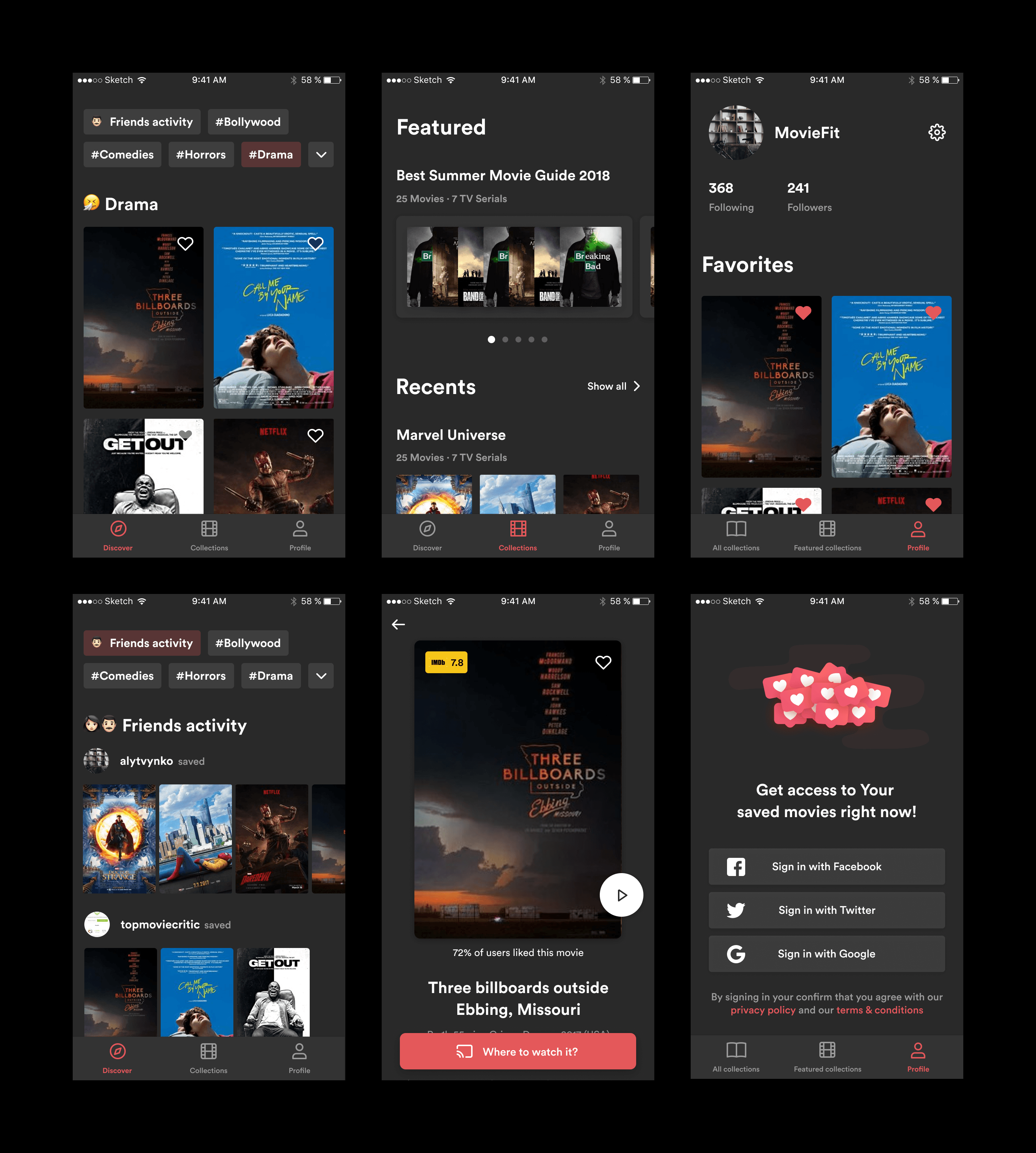 First version of MovieFit iOS app