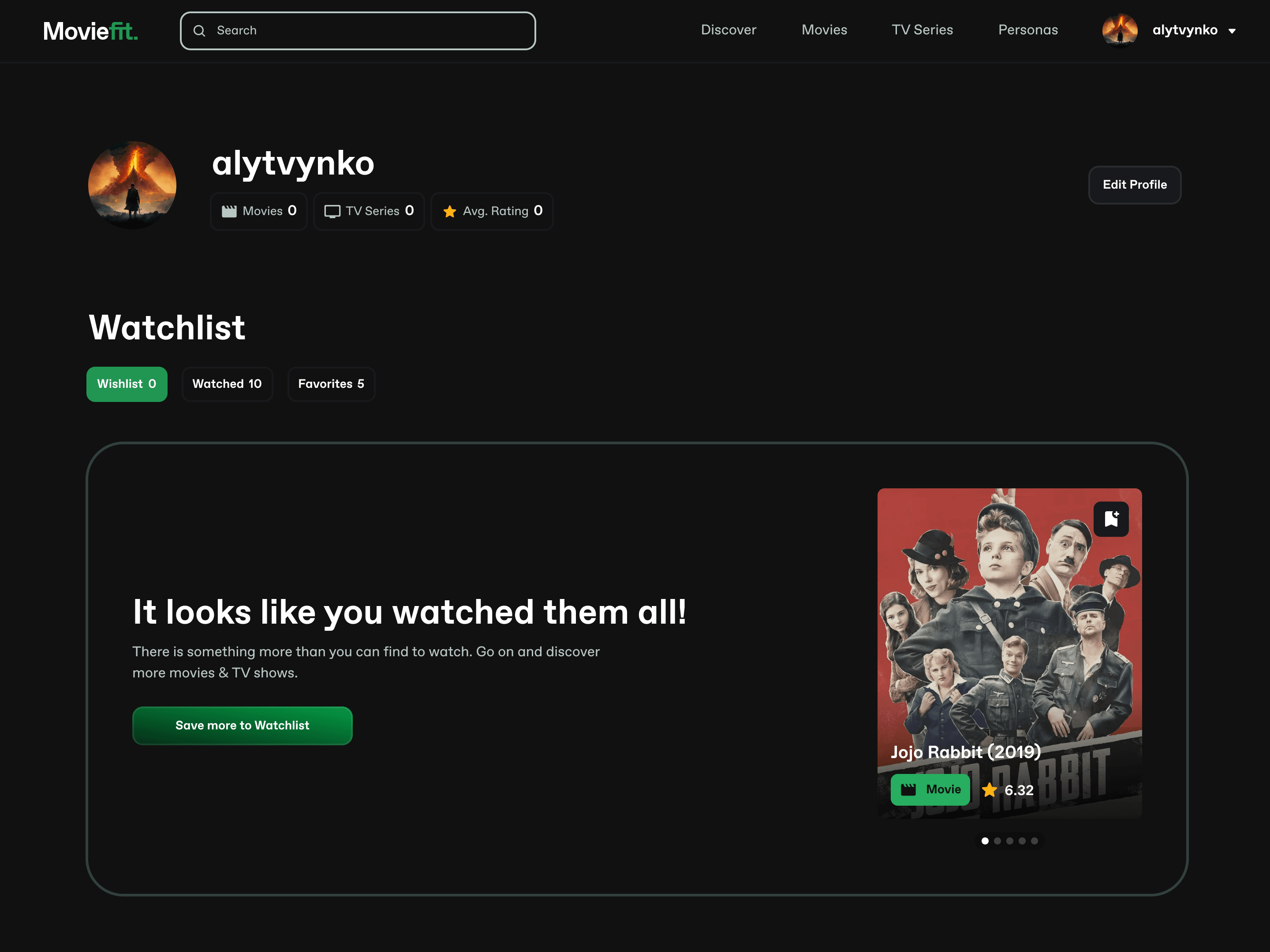 MovieFit web application